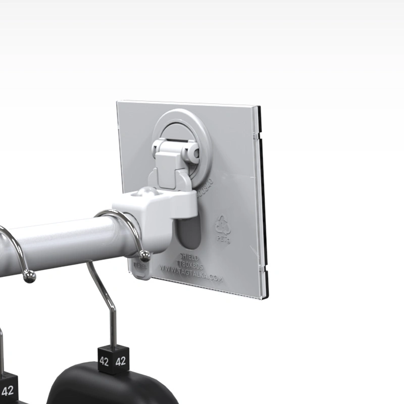80 x 80 shield white rear view on rail arms and hangers